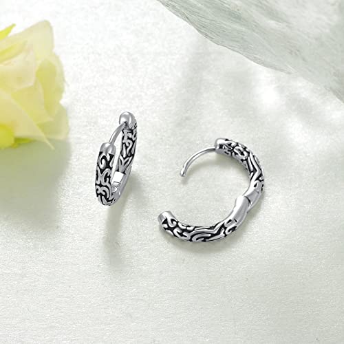 Viking Hoop Earrings 925 Sterling Silver Viking Earrings for Men Small Huggie Hoop Earrings Jewelry Gift for Women Men3