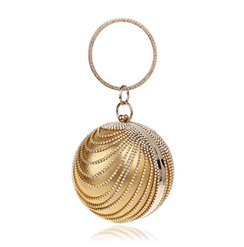 Round Clutch tassel Purse Women Crystal Evening Bag for Wedding Party Women's Ball Shape Crystal Evening Clutch Purse Wedding Party HandBags (Glod)