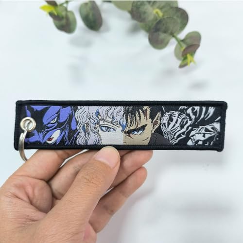 Image of 1 Pack Anime Keychain Tag Jet Tag Key Chain Cartoon Embroidered with Key Ring for Motorcycles Car Accessories