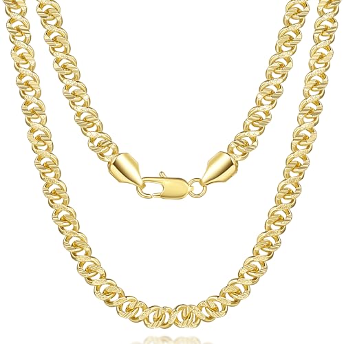 Dejngczs 14K Gold Chain for Mens Chunky Cuban Link Chains for Men 14K Gold Necklaces for Womens Chain Necklace Men Mystery and Unique Dainty Golden Necklace for Women Non Tarnish 16-24IN (22in)