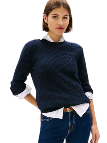 Tommy Hilfiger Women's Cable Knit Sweater, Desert Sky, Medium