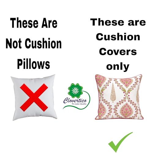 Image of Handmade Throw /Pillow Cushion Cover : 100% Cotton Fabric : High Thread Count : Set of 5