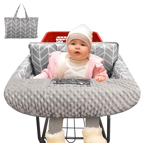 Image of Pozico Minky Dot Shopping Cart Cover for Baby - Soft and Cozy High Chair Cover, Portable and Machine Washable-Gray Arrowhead Print
