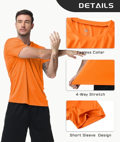 Image of 3 Pack Mens Swim Shirt Workout Shirts UPF 50+ Short Sleeve Rash Guard Fast Dry Sun Protection Lightweight Water Shirt