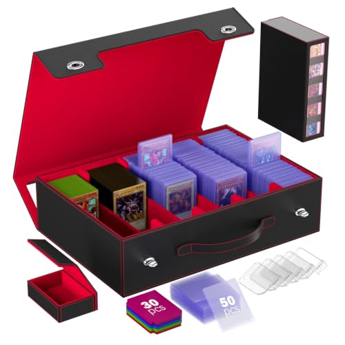 5 Row Top Loader Storage Box with Handle & Mechanical Latch (Black&Red)
