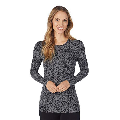 Cuddl Duds Women's Softwear Stretch Long Sleeve Shirt. CD8420816 Tonal Paisley L
