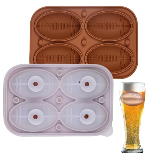 GjnjfdF Molde de caramelo de fútbol | Molde 3D de 4 cavidades - Silicona temática deportiva - Para whisky chocolate cócteles café agua pastel caramelos Fondant bola de hielo