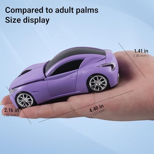 Image of elec Space Wireless Mini Mouse with Case - Cute Sports Car Shape, Lightweight & Portable, 10m Range, Plug and Play (Purple)