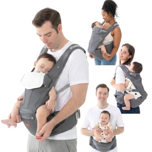 BabbleRoo 6-in-1 Baby Carrier with Hip Seat, Ergonomic...