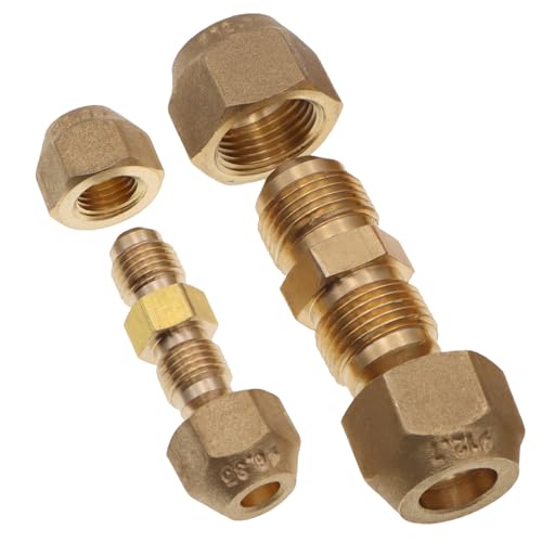 Image of Air Conditioning Copper Pipe Extension -1 /4 inch and 1 /2 inch Flare Nut, Joint Double Connector, Intermediate Connection Head, Free Welding, Fits 1 /4 inch and 1 /2 inch Diameter Tubes