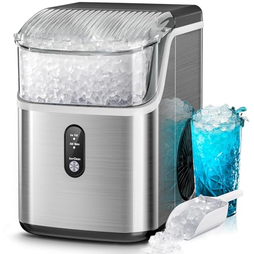 Comparison: Best Ice Machine For Cocktails 4 Kismile Nugget Ice Makers Countertop,Portable Ice Machine with Crushed Ice, 35lbs/Day,Self-Cleaning,One-Click Operation for Home Use(Silver)