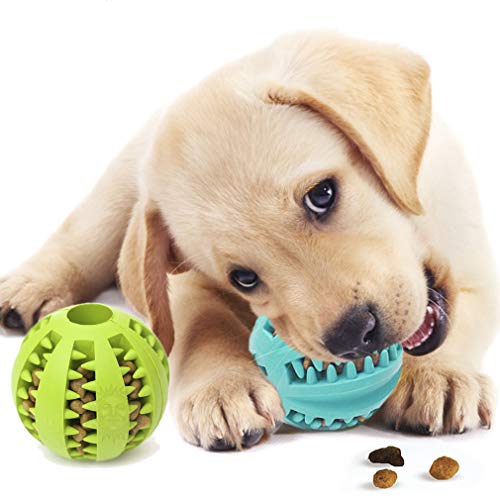 Sungrow 2 Pack Treat Dispensing Dog Toys, 2.75" Interactive Puppy Puzzle Teething Food Ball Toys For Small Large Dog Puppy Cat, Pet Treat Feeder Interactive Teeth Training Ball For Oral Care #TOP2