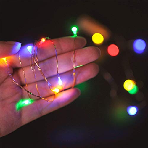 Image of 20 Led Wine Bottle Cork Copper Wire String Lights, 2M Battery Operated (Multi, Pack of 5, 2 Meters)