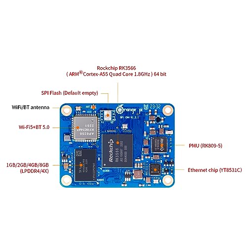 Image of Orange Pi CM4 8G64GB RK3566 Quad Core 64 Bit Single Board Computer, Compute Module 4 with 64GB eMMC 1.8 GHz Frequency Wi-Fi & Bluetooth 5.0 Integrated RKNN NPU AI Accelerator (CM4 8G64G)