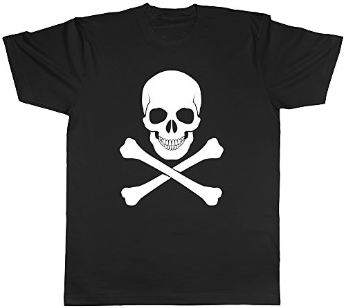 Shopagift Skull and Crossbones Gothic Unisex T-Shirt Black