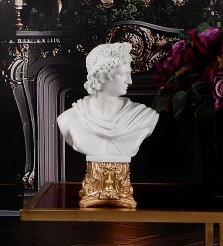 Image of Sankalan's Classical Roman Bust Statue, White and Gold, Decorative Home Accent