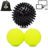 KALAHARI Balles de Massage, Boules à Picots et Double plus Ebook d’exercices en Français – pour Automassage myofascial, Fasciite plantaire, Dos, Trigger Point, Mobilité – réflexologie pieds mains