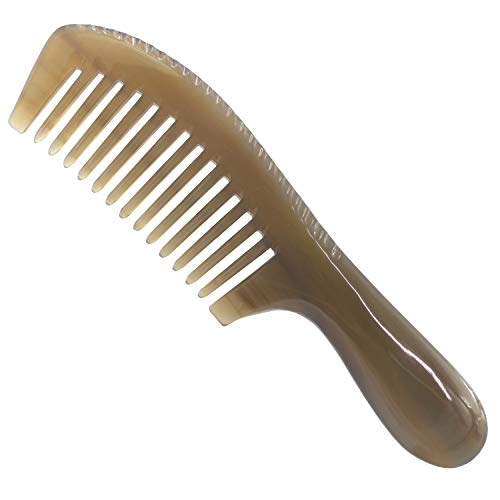 Natural Ox Horn Comb Width Tooth Horn Comb Anit-Static Horn Comb for Hair curler