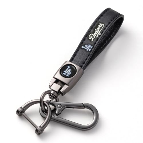 ARTANLIFE Leather Car Keychain Keyring for Dodgers Baseball Fans LA Dodgers Fans Car Key Fob Holder Keychain Lanyard Gift & Souvenir for Baseball Lovers