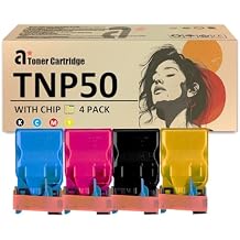 TNP50 Toner Cartridges for Konica Minolta TNP-50 TNP50K TNP50C TNP50M TNP50Y Toner Cartridge Compatible for Konica Minolta Bizhub C3100P Printers, 4 Pack