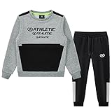 W JIANWANG Trainingsanzug Kinder Jungen Jogginganzug Freizeitanzug Sportanzug Sportbekleidung Sport Klamotten Set Jogginghose Trikot Kinder Fit 2 3 4 5 6 7 8 Jahre Grau J091-7~8