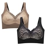 Necalisi BH rückenfrei braun+schwarz Sport BH Wohlfühl BH ohne Bügel Gepolsterte Support Bra büstenhebe Damen 90B