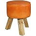 WOHNLING Design Tourner Bock Tabouret en Cuir Marron 37 x 37 x 45 cm | Tourner Les tabourets avec Pieds en Bois tabourets en Cuir | Tabouret Banc de Gymnastique