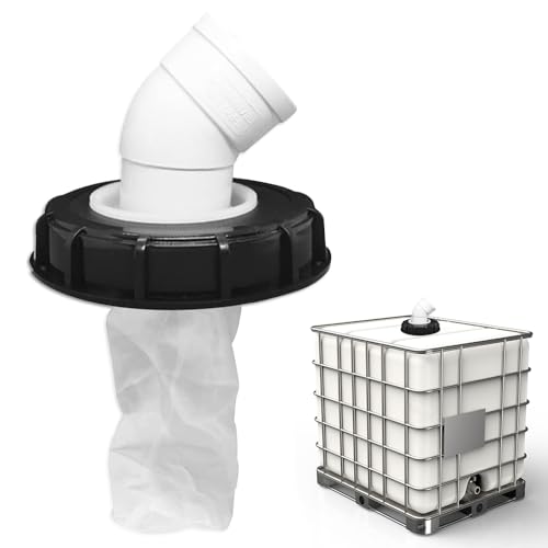 Riisoyu 163mm IBC Lid Filter Cover, Bow DN 75 45° Nylon with Washable IBC Lid Cover Plastic Ton Barrel Cover IBC Filter Hose Adapter for Rainwater Tank Barrel IBC Tank Container