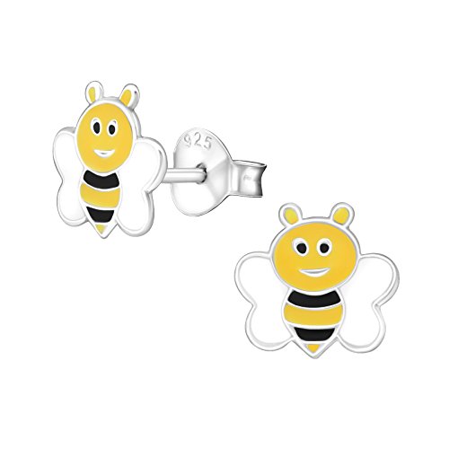 Monkimau Pendientes para niña de plata de ley 925 con diseño de abeja Cover