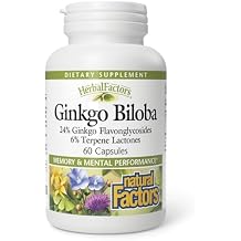 HerbalFactors by Natural Factors, Ginkgo Biloba, Supports Memory, Mental Performance and Healthy Brain Function, 60 capsules 60 servings