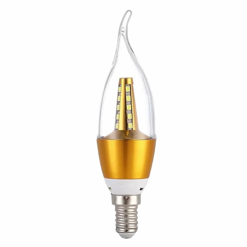 Emfyl 7W Fortunate Lights 10Pcs Ac220v Led Bulb Candle E14 5W 9W 12W Golden Aluminum Bulb Lamp Cool Warm White Light Bulbs Lamps (Emitting Color : Double Color Golden Long Tail, Wattage : )