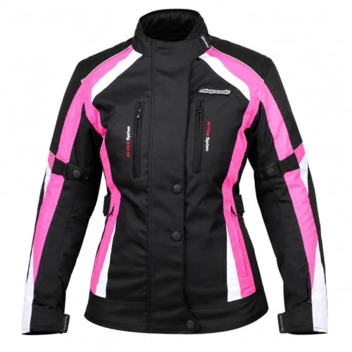 Image of RKsports 747 Ladies WATERPROOF MOTORCYCLE MOTORBIKE JACKET BLACK CE ARMORS (18, Pink)
