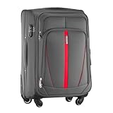 DIAMOND Mittelgroßer Weichschalenkoffer M 24 – Grau, Codura 1200D, 360° Rollen, Zahlenschloss, Erweiterbar, 60–72 L, Leicht & Robust