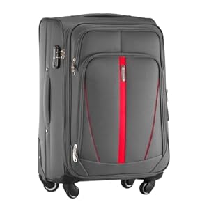 DIAMOND Mittelgroßer Weichschalenkoffer M 24" – Grau, Codura 1200D, 360° Rollen, Zahlenschloss, Erweiterbar, 60–72 L, Leicht & Robust