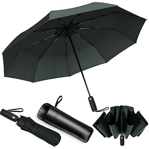 Bigmeda Windproof Umbrella Automatic Opening and Closing Umbrella Compact Sturdy[9 Ribs]Umbrella, Golf, Pocket, Travel Folding Umbrella (Gray) Cover