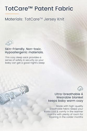 Image of TotAha Light Sleep Sack, Stretchy, Soft, Cozy Wearable Blanket Sleep Bag with 2-Way Safe Zippers for 0-6-12-24 Months 0.5 TOG
