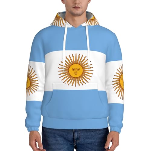 Sweat à capuche imprimé drapeau argentin pour homme pull d'extérieur premium