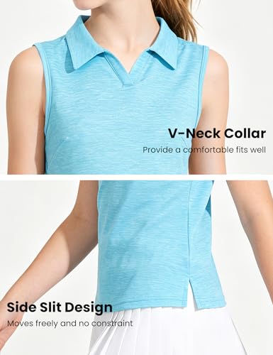 Image of Auranso Girls Polo Shirts Sleeveless Golf Tennis Quick Dry T-Shirts Tops