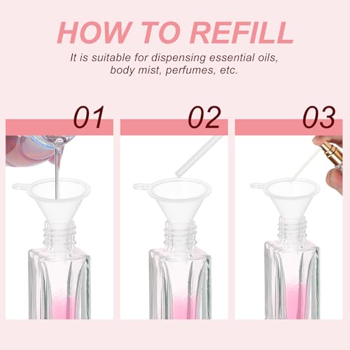 uxcell 10ml Glass Mini Perfume Bottles, 20Pcs Fine Mist Bottle Refillable Empty Mini Spray Bottles with Aluminized Nozzle for Perfume, Travel Liquid, Essential Oil(Clear/Gold)4