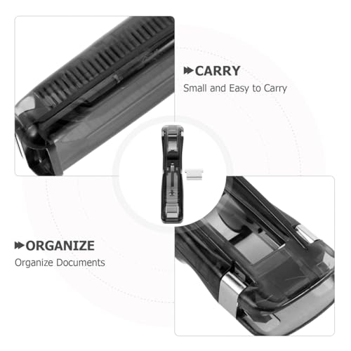 Image of Housoutil Binder Clip Stapler, 5pcs Mini Push Stapler Clips Dispenser with Paper Clamp Refills, Portable Handheld Binder Clam for Office Document Organization