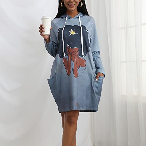 Bdawqug African American Pullover Sweatshirt Hooded Dress Afro Melanin Girls Natural Hair For Women Girls Gift Large #TOP1