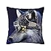 HABXNJF Funda de almohada de 45 x 45 cm, bonitas fundas de cojín de lobo de ojos asustados, fundas de almohada cuadradas para sala de estar, sofá, dormitorio