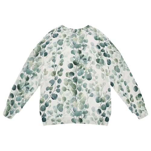 JUNZAN Cartoon Eucalyptus Leaf Kids Girls Hooded Sweatshirt Fleece Hoodies for Girls Athletic 4T2