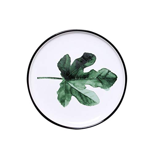 8 Polegadas Estilo Nórdico Planta Verde Prato de Cerâmica Redondo Café Da Manhã Prato de Bife Prato