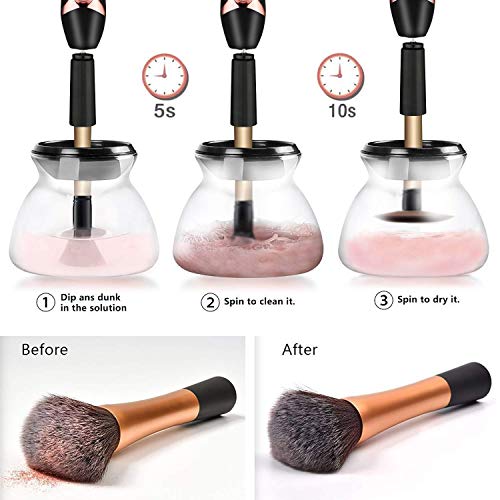 Dotsog Makeup Brush Cleaner Machine With 50Ml Shampoo,Super-Fast Electric Brush Cleaner Machine Automatic Brush Cleaner Spinner Makeup Brush Tools (Black） #TOP4