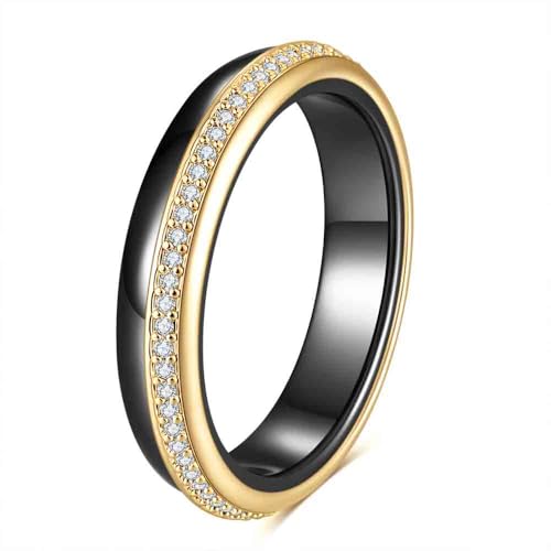 Bagues en céramique noire et blanche pour femme avec oxyde de zirconium taille 5-12