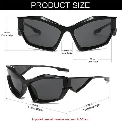 NIDOVIX Trendy Wrap Around Sunglasses for Men Women Fashion Cool Sport Y2K Stylish Cat Eye Sun Glasses UV400 Protection4