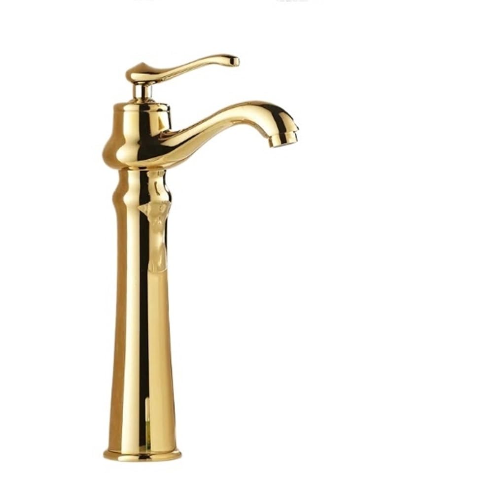 Mitigeur de salle de bains monocommande : robinet de lavabo en cuivre doré avec jet aéré