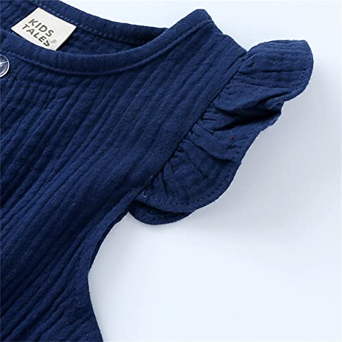 Roupa de verão 1 peça para bebês recém-nascidos meninas com botões de algodão e linho vestidos de 0