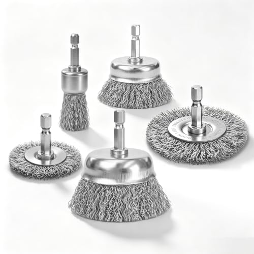 Image of Wire Brush for Drill 5 Pcs Set with 1 /4 Inch Shank for Rust